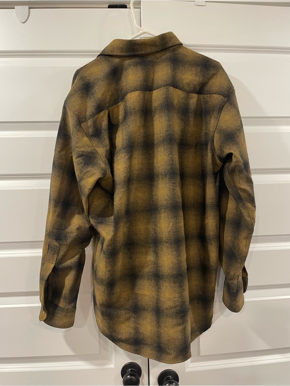 Pendleton Men's Yellow and Black Plaid Wool Button-Down Shirt Large Wool - Picture 3 of 6
